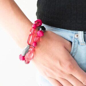 Paparazzi Jewelry Accessories - Rockin Rock Candy - Pink Bracelet - Vintage
